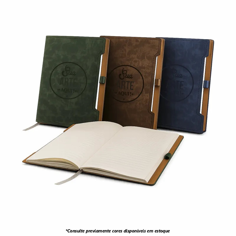 Caderno personalizado com logo de empresa produzido em Cuiabá